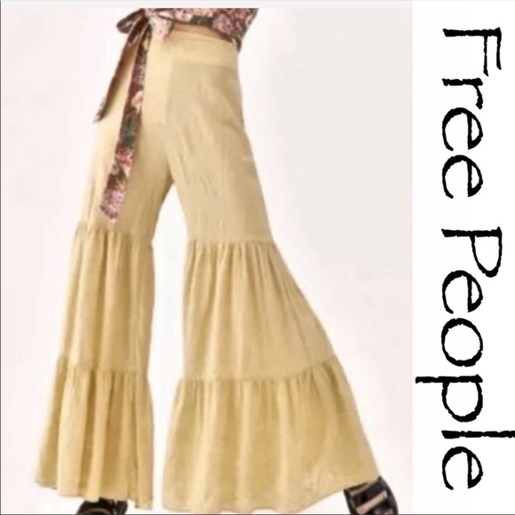 Free People Pants - FREE PEOPLE Maize Yellow Tiered Pants